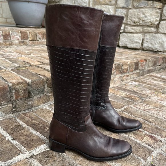 Jones Bootmaker Women's Brown Leather Boots Proctor Zip Up Riding Size 37 - Picture 1 of 15